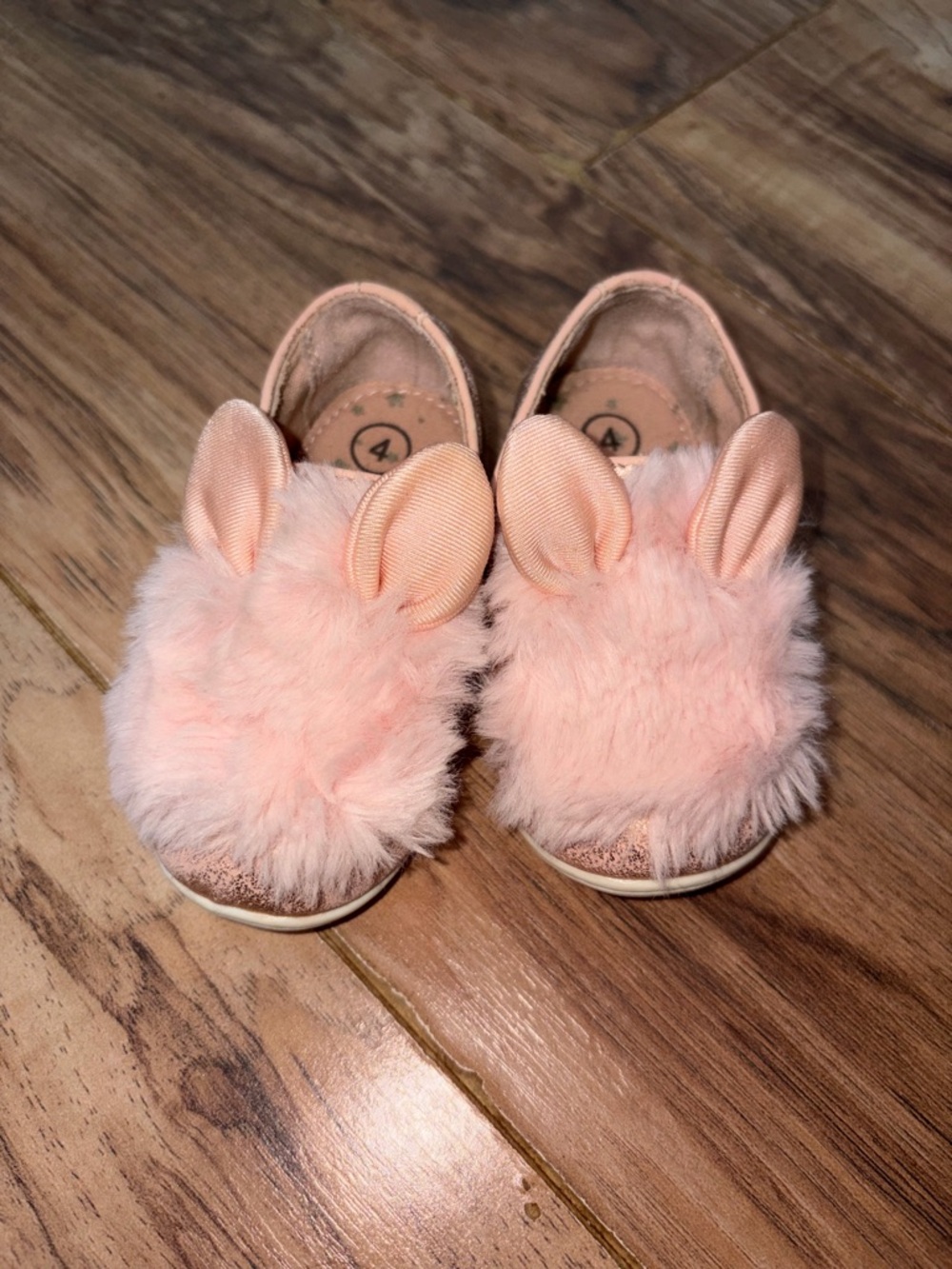 Cat & Jack Pink Fuzzy Bunny Ears Shoes Toddler Girls Size 4